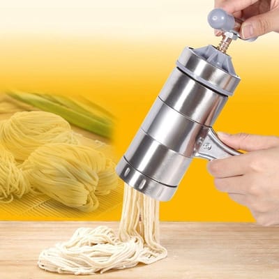 Handmatige Pastamaker van RVS, Multifunctionele Machine voor Versgemaakte Pasta in 5 Vormen, Ideaal voor Thuisgebruik en Koken
