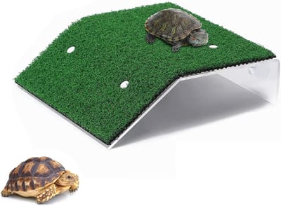 Realistische Groene Gras Climbing Ladder Simulatie, Suction Cup Turtle Dock en Terrarium Decoratie voor Reptielen en Schildpadden