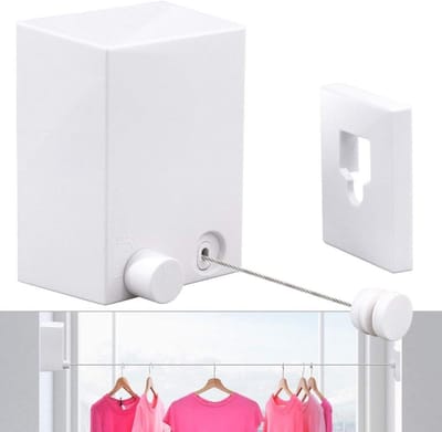 Dailygoods- Waslijn Uittrekbaar 4,2 m - Wandmontage - Roestvrijstalen Staaldraad - Duurzaam - Waterdicht - Eenvoudige Installatie - Wasdroger