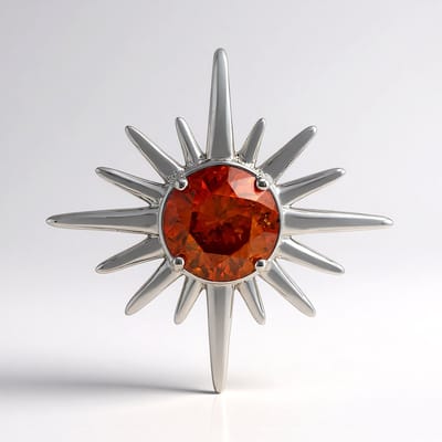 Cavill - Zilveren Hanger - 925 Sterling Zilver Gerhodineerd - Sphaleriet Rond 1,56 Ct - Modern Stervormig Design - Handgemaakte Sieraden