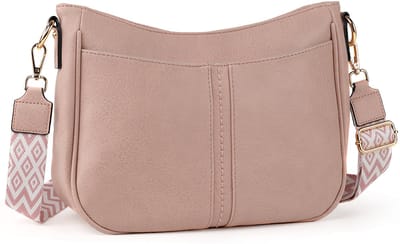 TAN.TOMI Dames Schoudertas – Kleine Crossbody Tas van Vegan Leer – Met Brede Verstelbare Riem & Kaartvakken – Afneembare Schouderband – Perfect voor Reizen & Dagelijks Gebruik -Roze