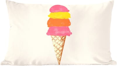 Sierkussens - Kussentjes Woonkamer - 60x40 cm - Schepijs - Hoorntje - Illustratie - Minimalistisch