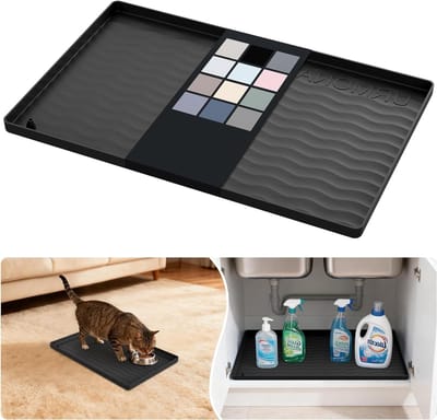 Waterproof Silicone Bottom Sink Mat voor Keuken en Badkamer, Bescherming voor Kasten en Aanrechten, Organizer voor Lades en Dierenbak Mat (Zwart)