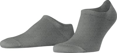 FALKE Family onzichtbar eenkleurig katoen footies heren grijs - maat 39-42