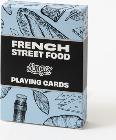 Lingo - Franse straatvoedsel speelkaarten | playingcards | reis flashcards | jong en oud- Franse Street Food Recepten & Tips op een leuke en gemakkelijke manier | Reis Flashcard Deck | 52 essentiële vertalingen - 8.99x6.5x1.7 cm 91g