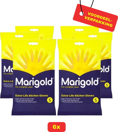Marigold Huishandschoen - Extra Life- Geel -Maat S- 6 x 1 stuks Voordeelverpakking!