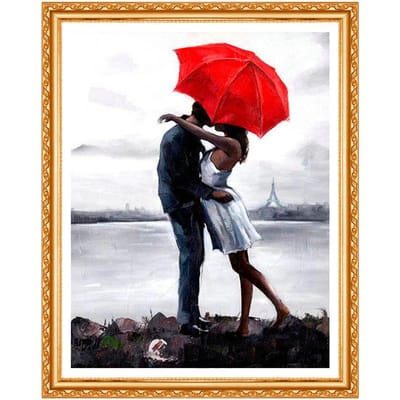 Modèles de Couple de diamants à faire soi-même, série de broderie  Portrait  ensembles complets série de parapluie rouge en résine cristal 20X30CM black