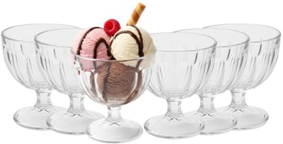Excellent Houseware IJcoupes / dessert serveer schaaltjes - op voet - set 6x stuks - glas - 425 ml