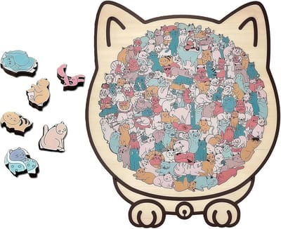 Houten Puzzel 135 Delen met Kattensilhouetten voor Volwassenen