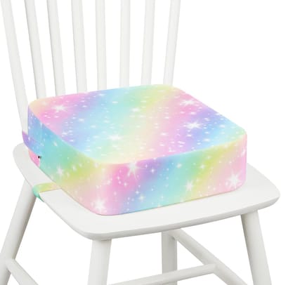 PromoHome Peuterstoelverhoger voor Eettafel, 10 cm Dikke Spons Kinderstoelverhoger met Antislip Bodem & 2 Verstelbare Riemen, Sterk Ondersteunend Afneembaar Wasbaar (Ster)