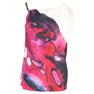 Escada bedrukte top met kettingdetails en bandjes in veelkleurige zijde