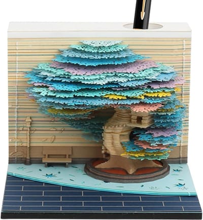 Bureaukalender 2026 - Papieren sculptuur - Bureau decoratie - Dynamisch kleurenpalet - 8.5 x 8.5 x 6.3 cm - Multicolor