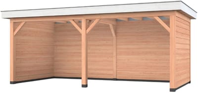 Douglas overkapping, 600 x 300, met achterwand en twee zijwanden, Westwood Holland Basic
