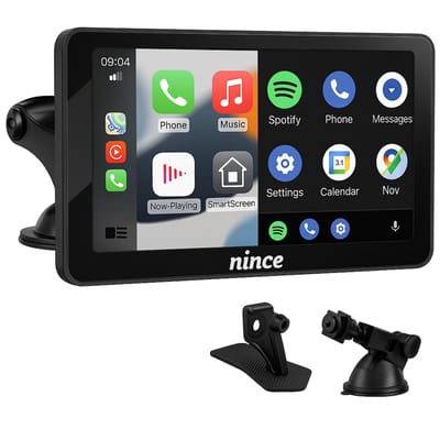 Nince 7 Inch CarPlay Scherm - Apple CarPlay & Android Auto - Draadloos CarPlay Scherm - Navigatiesysteem Auto - Handsfree Bellen Auto - Auto Touchscreen - CarPlay Zonder Kabel - Android Auto scherm - Universeel