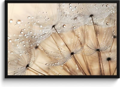 Poster in lijst - Fotolijst 90x60 cm - Posters - Paardenbloem - Abstract - Natuur - Beige - Posterlijst zwart - Decoratie - Wanddecoratie woonkamer - Muurdecoratie slaapkamer