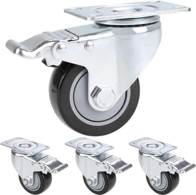 Transportwielen 4 x Meubelwielen 360° Draaibaar - Meubelwielen met rem - Draagkracht tot 400KG - Dubbele Kogellager - Stille Rubberen Zware Wielen heavy duty wheel