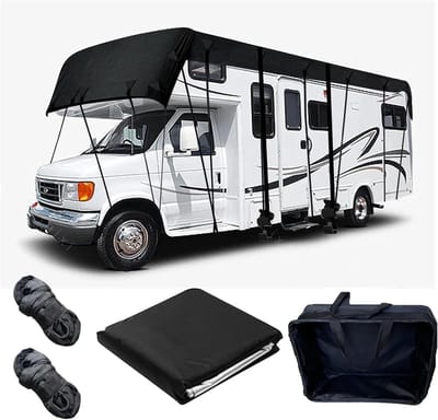 Camperhoes Dak - Rv Cover - Voertuig Beschermen - Verbreding 3.3m - 3.3 x 10.3 m - Zwart