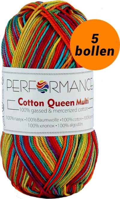5 bollen Performance yarn Haakgaren katoen - Regenboog garen (9073) - Queen multi