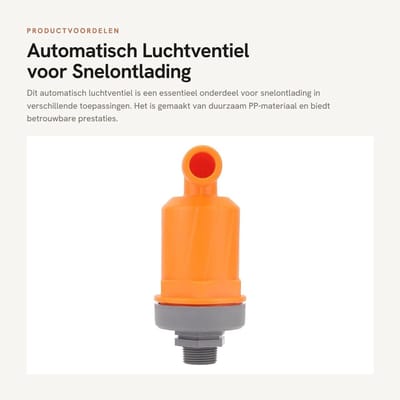 Dailygoods- Luchtventiel Automatisch - PP-Materiaal - Sneluitlaattype - Model 6632A - Oranje - Duurzaam - Ventiel