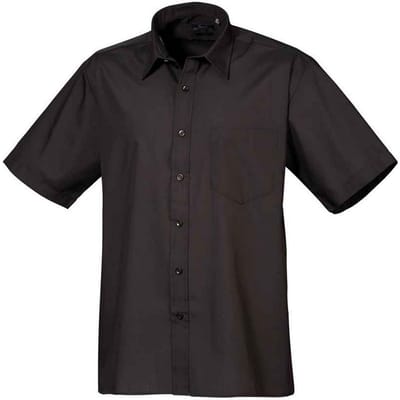 Premier Heren Poplin overhemd met korte mouwen (Zwart)