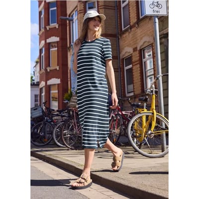 Midi-jurk met gerimpelde mouwen