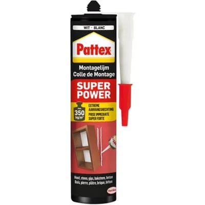 Pattex Super Power Waterbased 460 g Bouwkit | Binnen & Buiten | Universeel te gebruik voor alle materialen | Extreem sterke Montage lijm | Montagelijm voor alle doeleinden!