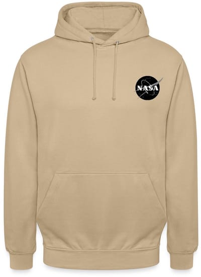 NASA Zwart-Wit Klassiek Logo Als Borstlogo Hoodie Unisex
