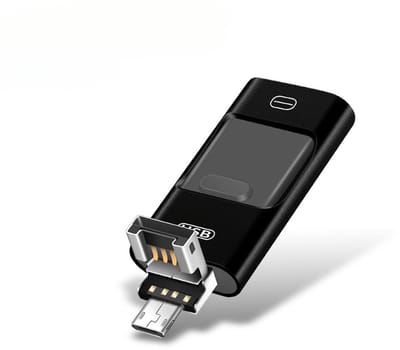 KZQ 128GB snelle USB-flashdrive - 3-in-1 USB 3.0-flashdrive - Fotoback-upopslag - Compatibel met vlak, mobiele telefoon, pc en andere apparaten met USB-poorten (zwart)
