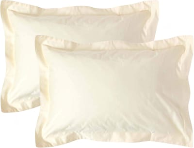 Homescapes Luxe Satijn Kussensloop 50x75 cm met Sierrand – Crème – Set van 2 – 100% Egyptisch Katoen Satijn – Draaddichtheid 1000