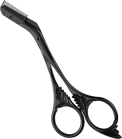 Wenkbrauwschaar met Kam - Gezichtshaar Trimmer - Precisie Trimmen - Roestvrij Staal - 13.7 cm Lengte - Zwart