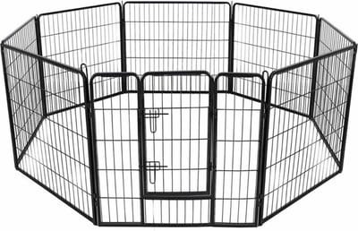 Professioneel Zwart Puppyren Hondenren XL - 640 cm Omtrek - 100 cm hoog - Heavy Duty Metalen Frame - Hondenkennel - Hondenhok