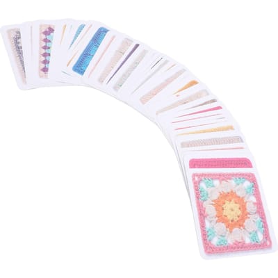 50 pièces Jeu de cartes au crochet Motifs de tricot au crochet Jeu de cartes coloré pour débutants white