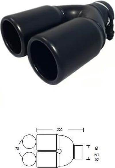 IVOL Zwart Uitlaatsierstuk Dubbel - passend 45-60 mm