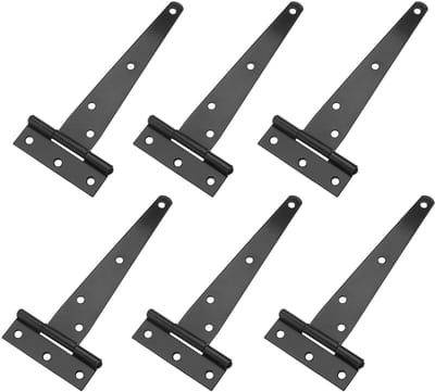 Dailygoods- Schuurscharnier 6 Inch - T-Scharnier - Zwart - 6 Stuks - Gietijzer - Geschikt voor Schuur/Poortdeur