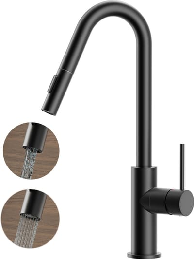 CECIPA max Keukenkraan met Uittrekbare Uitloop - Keukenkraan - Uittrekbaar tot 40 cm - 360° Draaibaar - Keukenmengkraan Zwart - Inclusief Aansluitingen