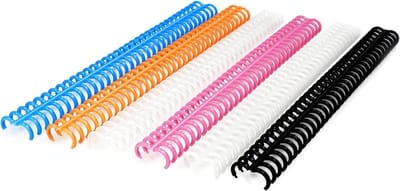 Click Binding Spines voor 75 Bladen, 12mm Dikte, 34 Ringen, Multicolor, Verpakking van 30 Stuks voor Creatief Gebruik