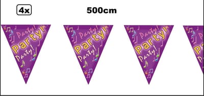 4x Vlaggenlijn Party 500cm - Let s Party -Tropical feest verjaardag zomer beach fun festival evenement
