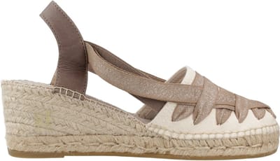 Dames espadrille van ruw katoen met sleehak en linten | TRACY-CZ