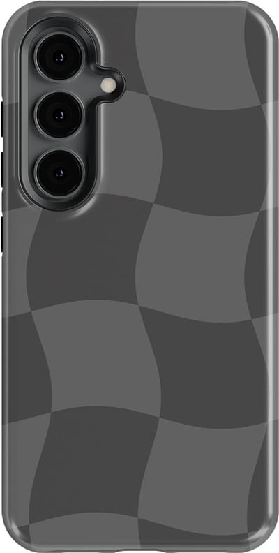 Checkered Warp Hoesje Samsung Galaxy S24 | Geschikt Voor Mag | Uniek Design Hoesje | Beschermhoes Samsung Galaxy S24 Grey Motion