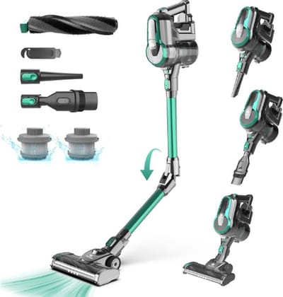 6 in 1 Steelstofzuiger zonder Zak – Op Accu – Draadloos – Vacuum Cleaner – Tapijtreiniger – 25000 PA – 200W – Multifunctioneel – Groen