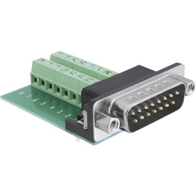 Delock Adapter 65275 D-sub male connector 180 ° Aantal polen: 15, 16 D-Sub male header 1 stuk(s) Piece