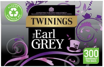 Twinings Earl Grey Zwarte Thee met Bergamot & Citroen – 300 Theezakjes Klassieke Engelse Thee | Natuurlijk, Suikervrij & Vegan Grootverpakking met Kajal Sticker
