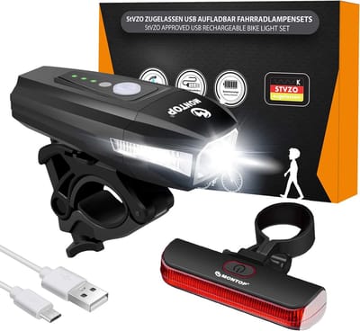 Superheldere Led Fietsverlichting Set met Oplaadbare Lithium-ion Accu – Waterdicht en StVZO-goedgekeurd