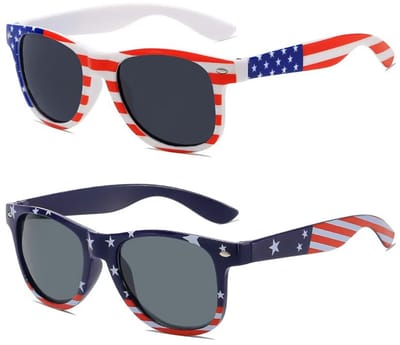 Dailygoods- Zonnebril Uniek Ontwerp Amerikaanse Vlag - Zonnebrillen - Unisex - Lichtgewicht - Duurzaam - 2 Stuks - Effectieve Oogbescherming - Feestzonnebril