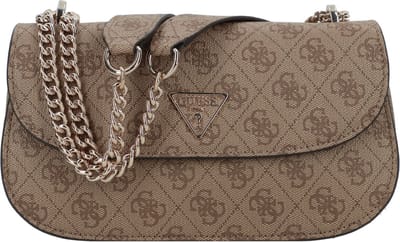 GUESS Schoudertas Eco Erica Convertible Xbody Flap Bag Latte Logo Lichtbruin