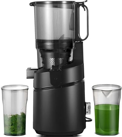 AMZCHEF Slowjuicer - 135MM Extra Grote Vulopening - 1800ml Sapcentrifuge voor Groenten en Fruit - Drievoudig Filtersysteem - Zwart