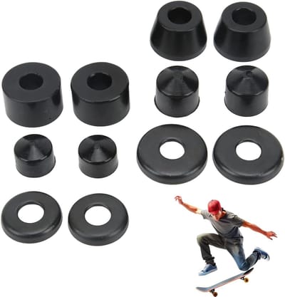 Shock Absorber voor Skateboard, PU Zwart Schokbestendige Pad voor Longboard en Skateboard Truck Rebuild Kit met Vervangende Bushings