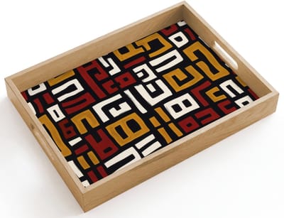 Dienblad hout 40x30 cm - Schootdienblad - Abstract - Patroon - Rood - Borrelplank rechthoek - Plateau dienbladen