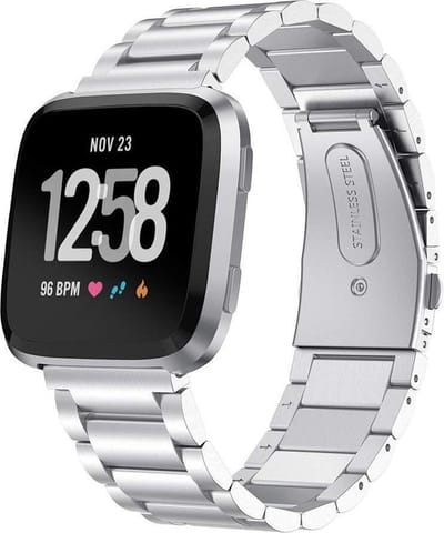 DrPhone Fitbit Versa /Versa 2/ LITE/ SE Roestvrij Metalen Stalen Armband - RVS - Zilver