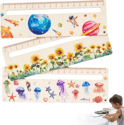Leesgereedschap Dyslexie - Leesliniaal Kinderen - Ondersteuning Leren - Houten Materiaal - 18 cm - Veelkleurig